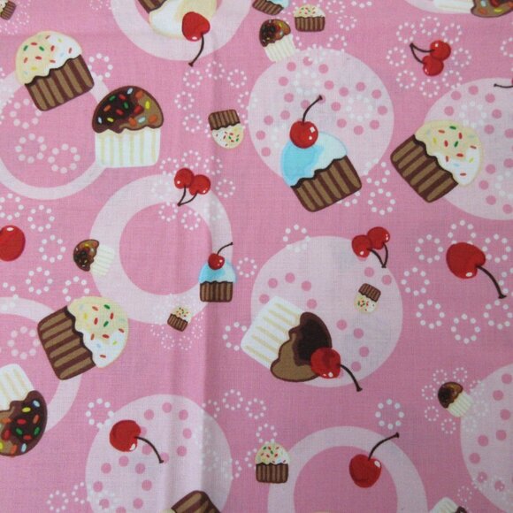 Fabric Cupcakes and Cherries 44" X 18" Robert Kaufman #8102 Screen Print Cotton - Picture 4 of 4